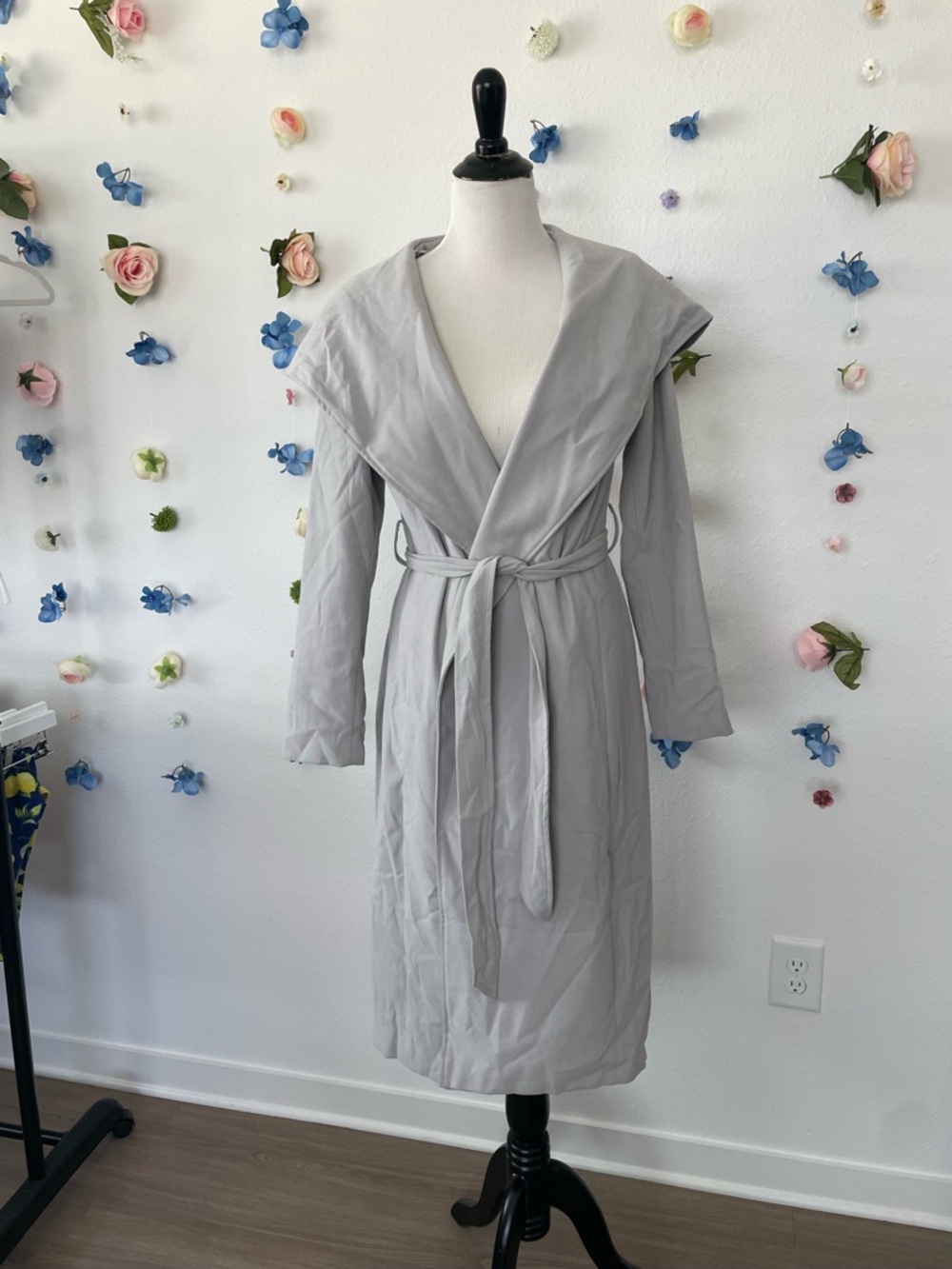 HYFVE Light Gray Wrap Coat with Tie